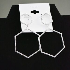 Aqua Silver Geometric Earrings